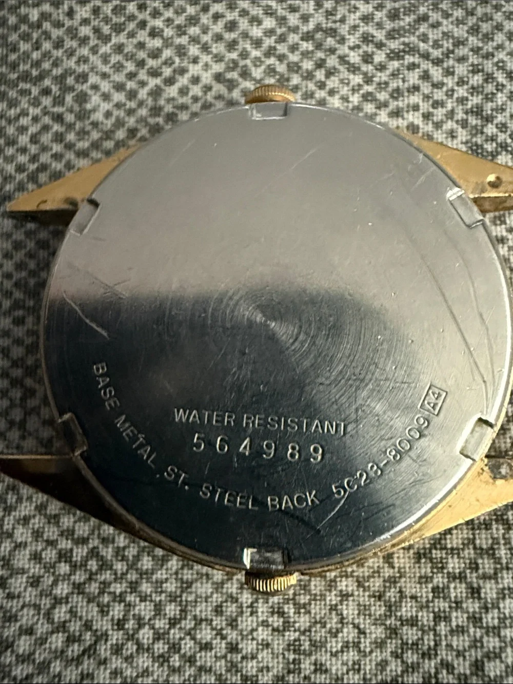 Vintage Seiko Alarm Watch Men 34mm Gold Dial Gold Tone Daydate Round 5C23-8009